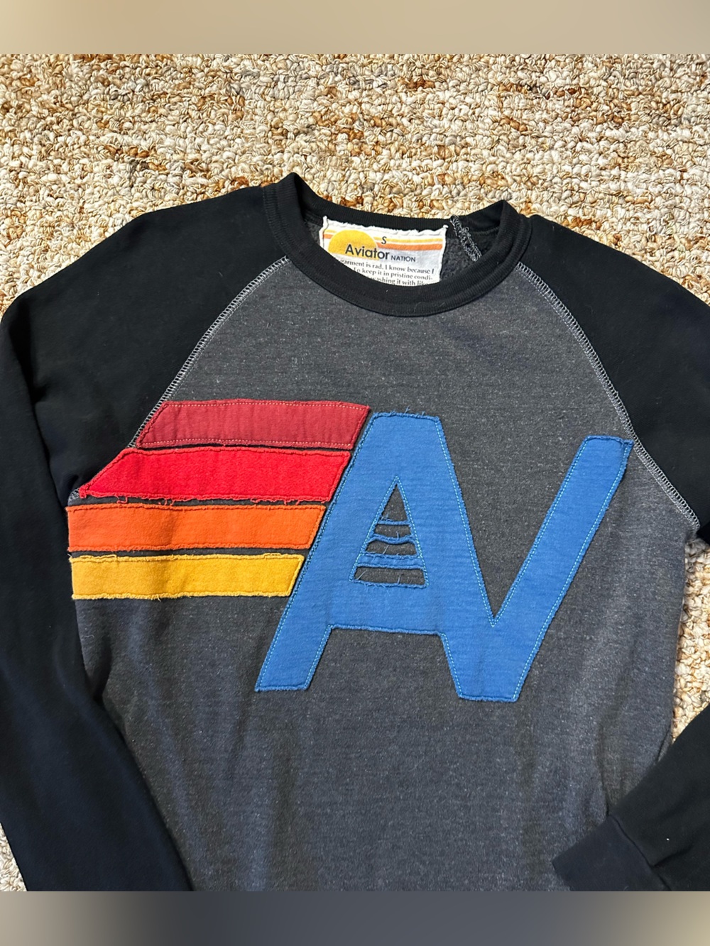 Rare Aviator Nation Black & Charcoal Colorblock Joggers Set - Picture 3 of 11